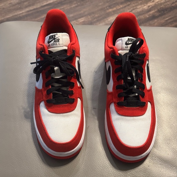 Nike Air Force 1 Red and White with Black Accents Size 10 - Picture 1 of 5